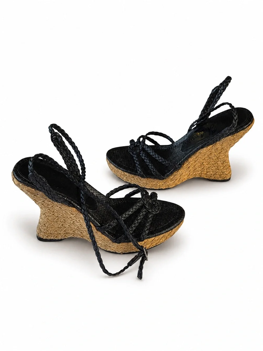 Sam Edelman Black Mindie Espadrille Ankle Strap Platform Wedge Sandals Size 7
